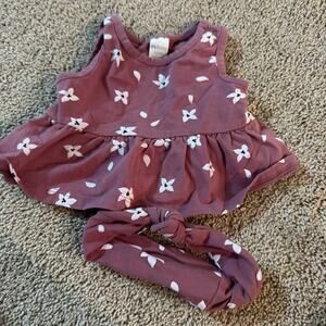 PL Baby Floral Sleeveless Top w/ Matching Headband Baby Girl Size 12 Months
